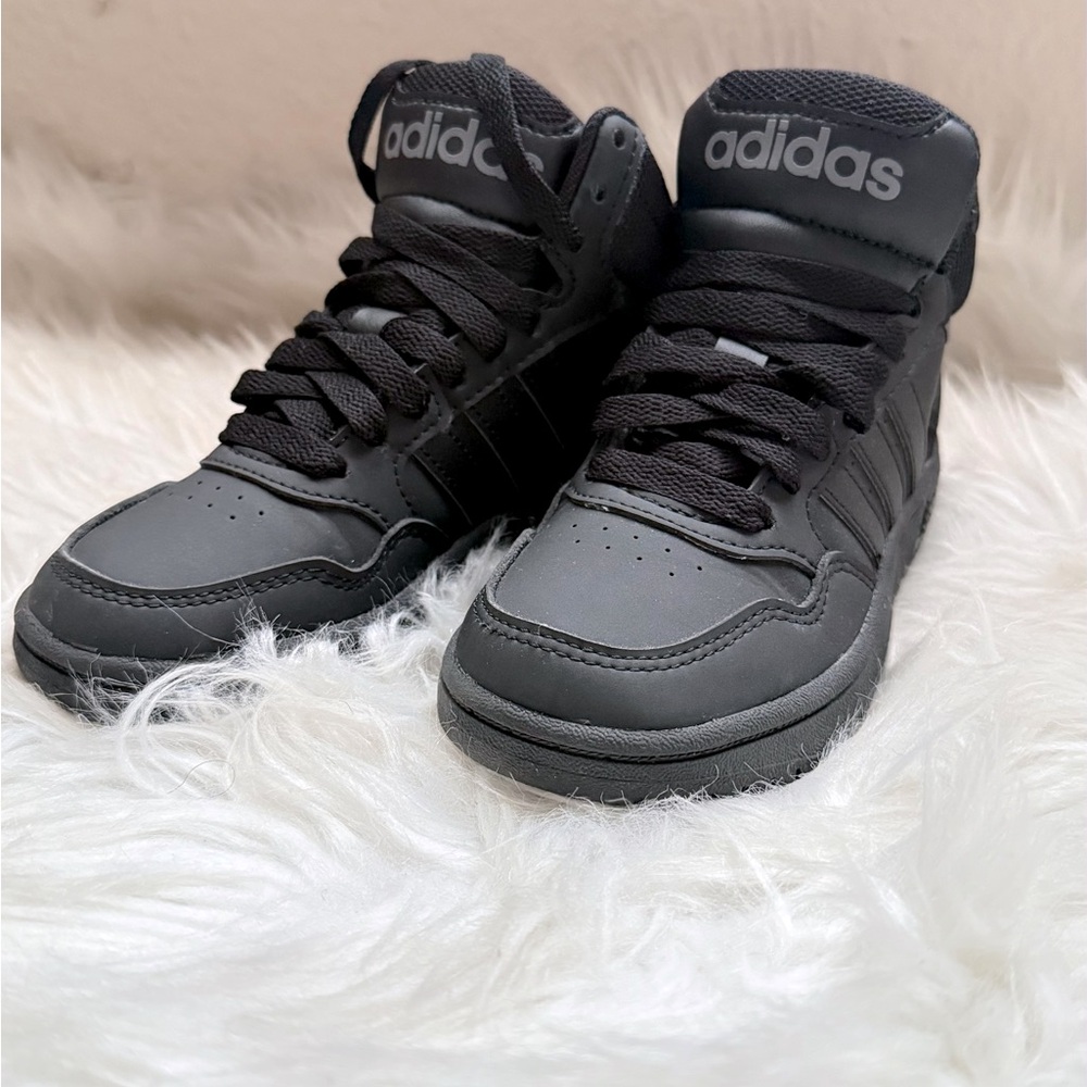 Boys black Adidas Hoops 3.0 mid size 11